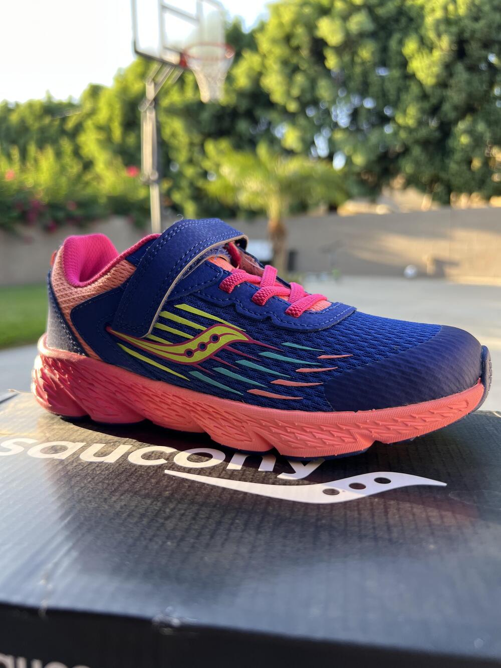 Saucony Wind A/C Shoes Girls Size 13.5W Blue Hook Loop Running Sneakers New